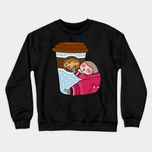 sloth sleeping and love for coffee Crewneck Sweatshirt